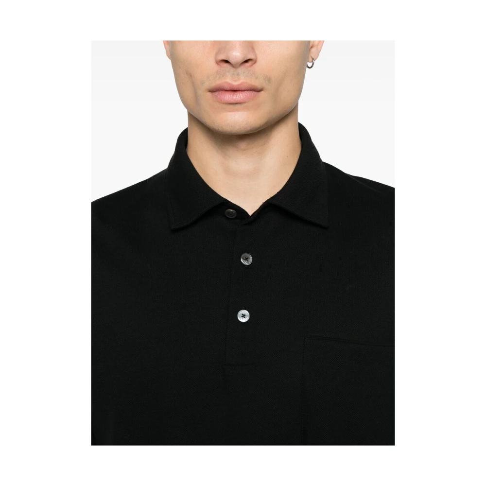 Ermenegildo Zegna Zwarte Polo Sweater met Borstzak Black Heren