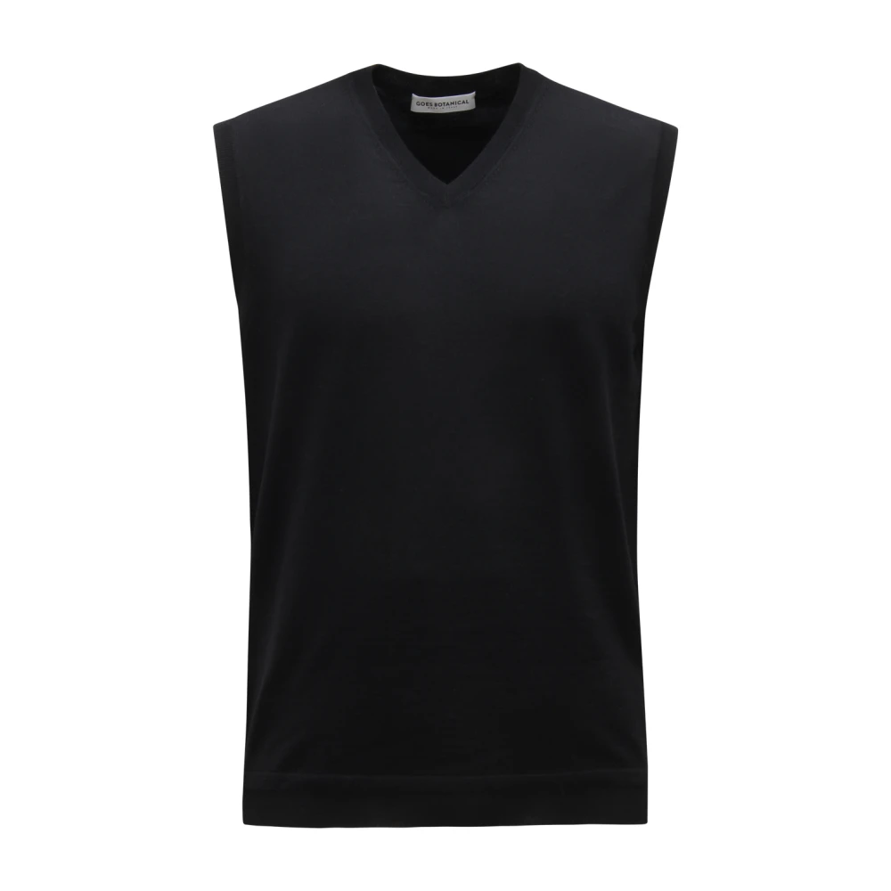 Goes Botanical Black 107 Wool V-Neck Sleeveless Jumper - Male - Sleeveless Jumpers - S - Knitwear