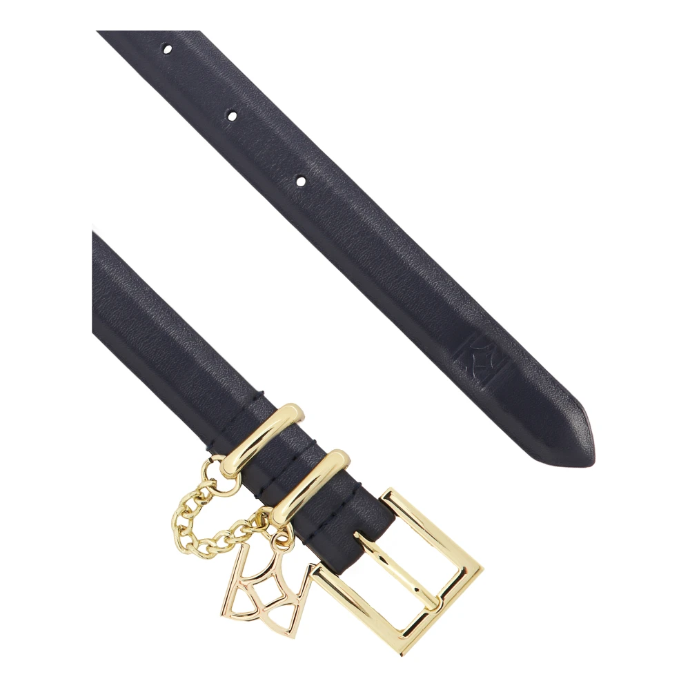Kazar Donkerblauwe smalle riem met gouden versiering Blue Dames