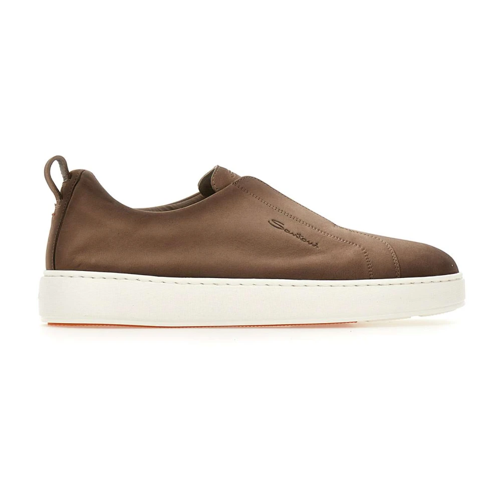 Santoni Men's Brown Victory Suede Trainers - Sneakers - 6 1/2 Uk- Shoes