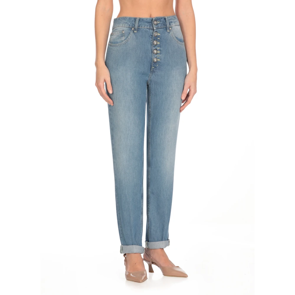 Dondup Blauwe Katoenen Jeans met Juweelknopen Blue Dames