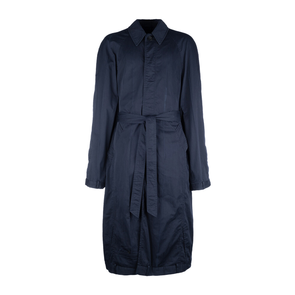 コート BALENCIAGA Midnight Blue Cotton Overcoat Balenciaga fringed-edge Wool Coat | Blue | FARFETCH