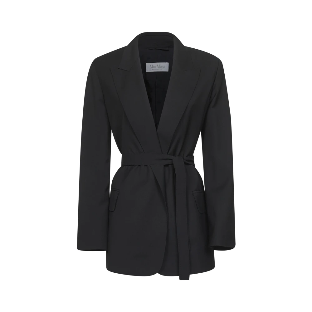 Max Mara Women's Black Blazers, S, Wool Jacket Peak Lapel