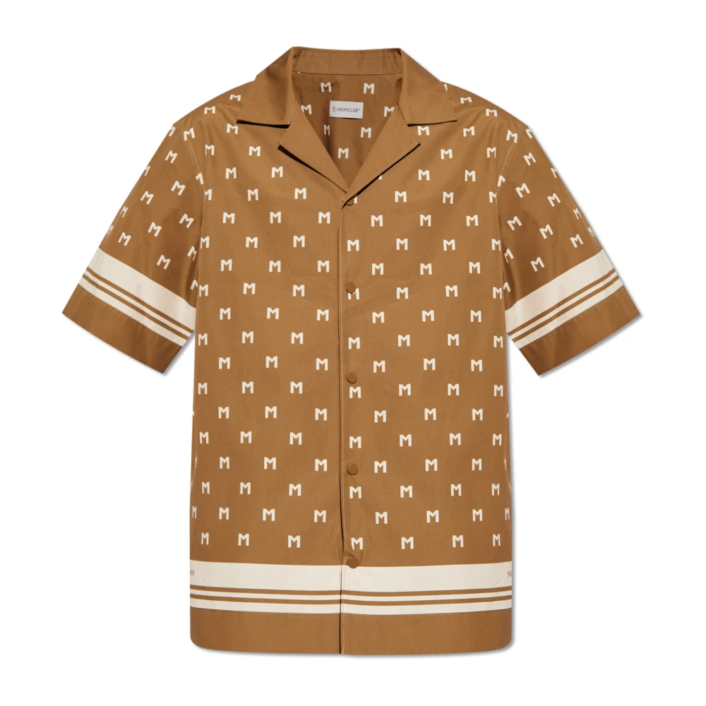 Moncler Monogram katoenen overhemd Brown Heren