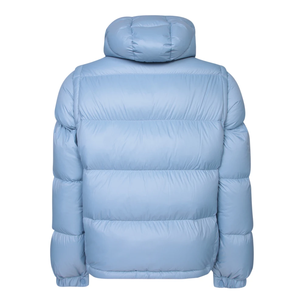 Moncler Lichtblauwe donsjas met omslagcapuchon Blue Heren