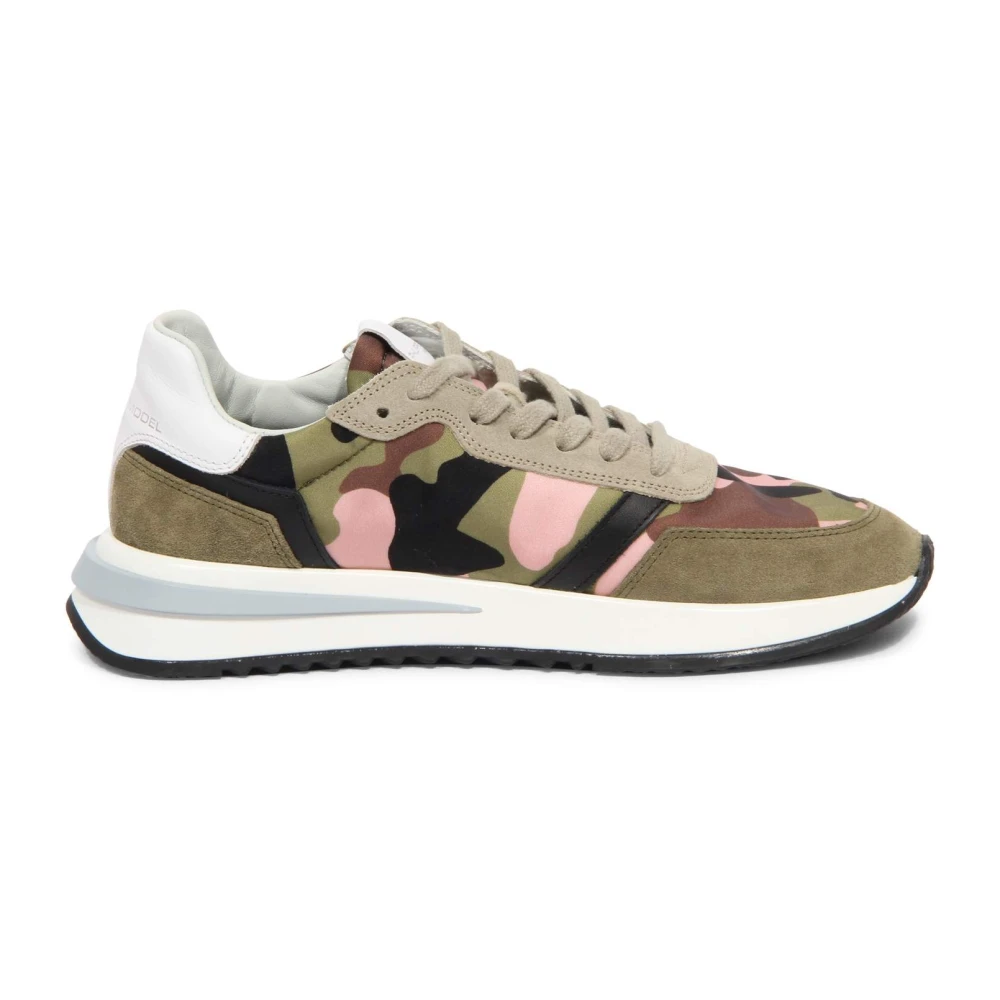 Philippe Model Women's Green Low Camo Military Rose Sneakers
