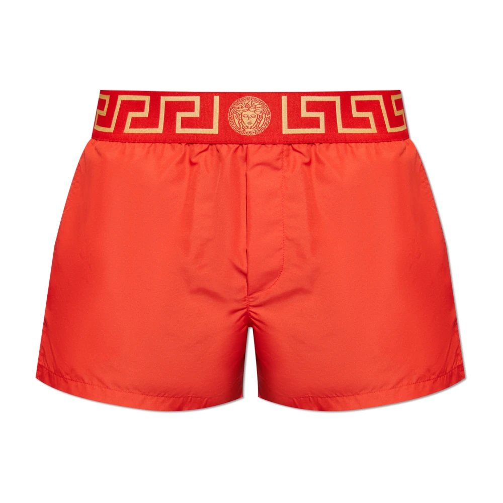 Versace Men's Red Swim Shorts With Logo - Beachwear - 2XL - Swimwear
