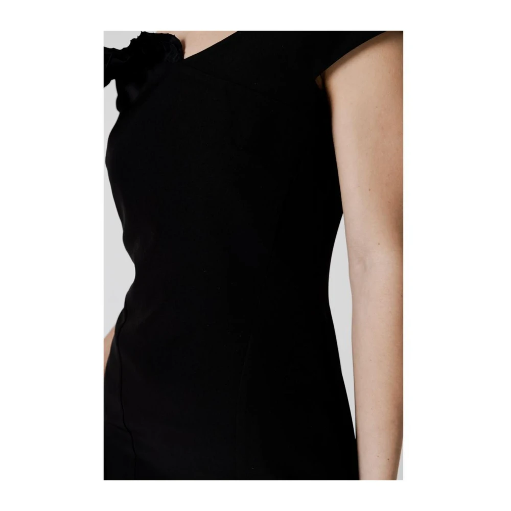 Sandro Ferrone Zwarte Midi Jurk met Elastaan Samenstelling Black Dames
