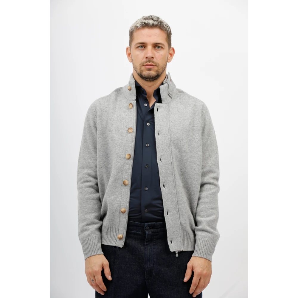 Gran Sasso Shirt met ritssluiting en knopen Gray Heren