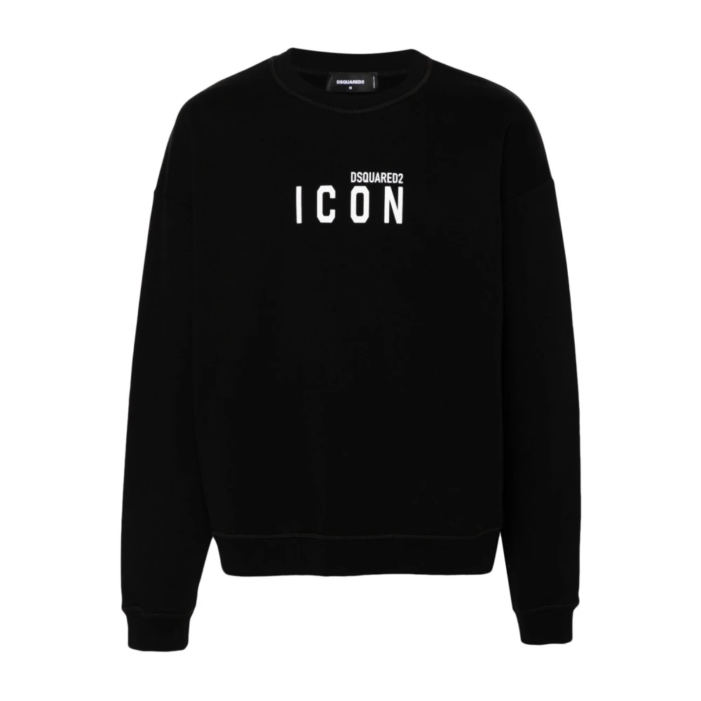 Dsquared2 Zwarte Crewneck Sweater Relax Fit Black Heren