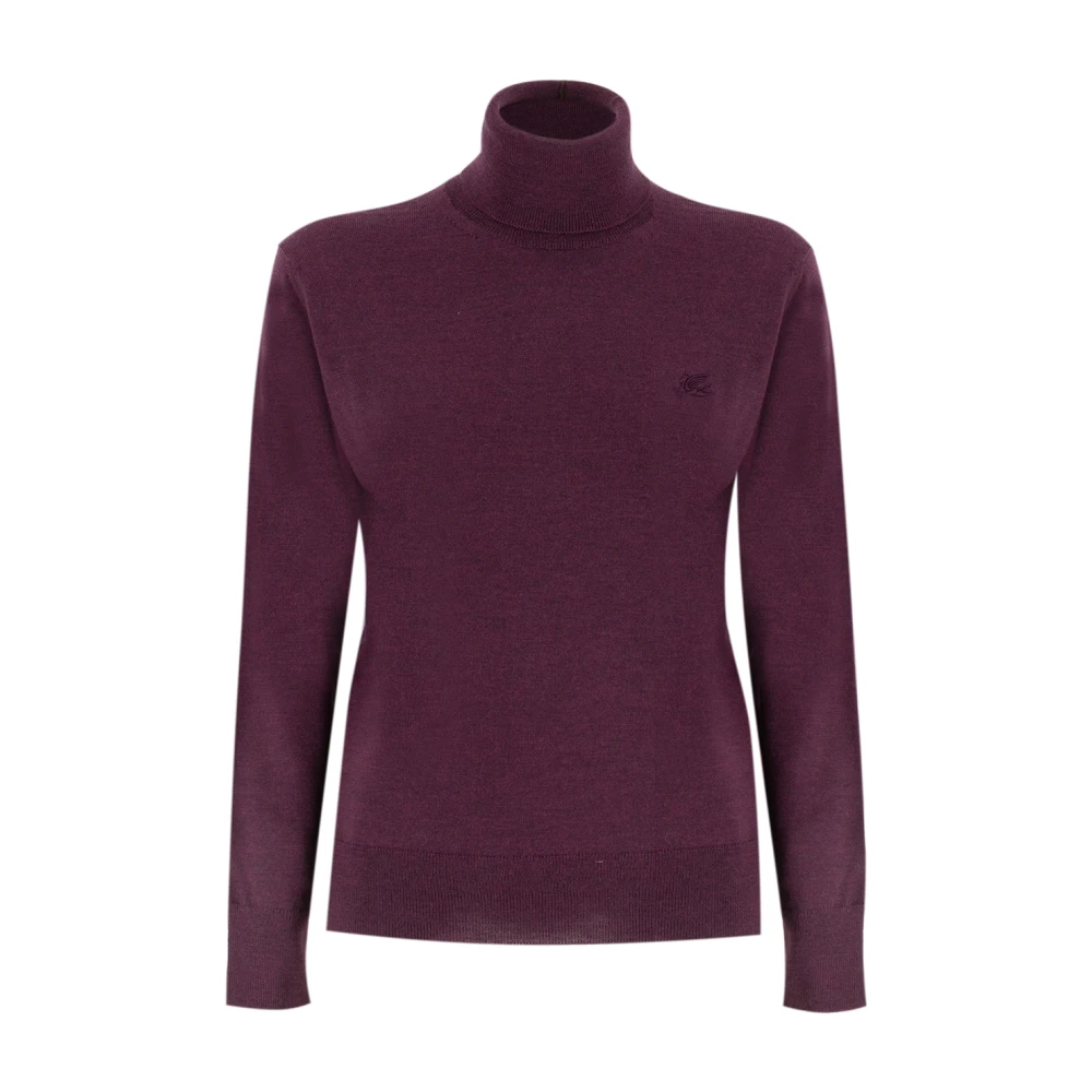 Etro Donna Rosso Maglione In Lana Morbida Con Collo Alto