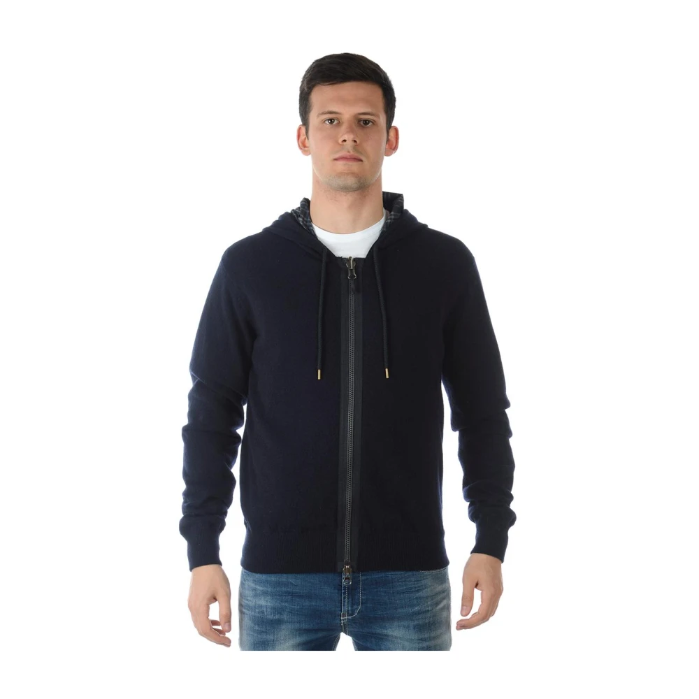 Armani Jeans Blue Zip-Throughs, Male, L, Hooded Sweatshirt