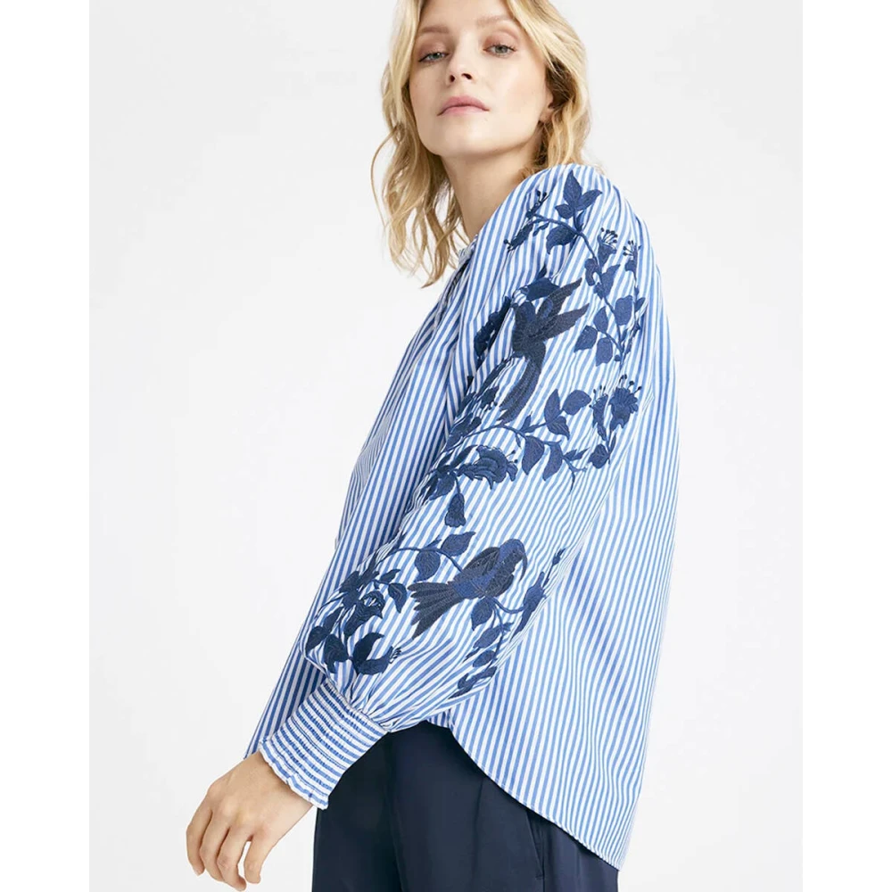 Gustav Elegante Blouse Mira Lange Mouw Blue Dames