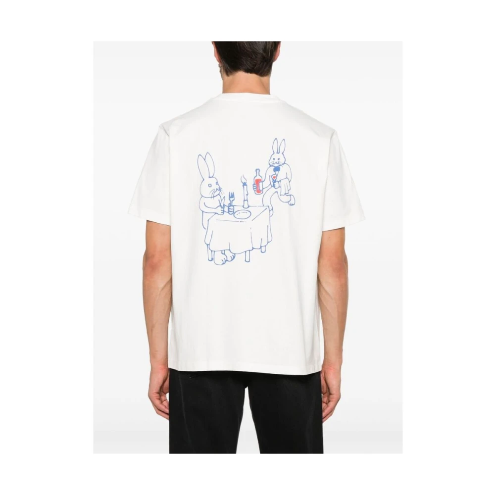 Our Legacy Wit Cartoon Print Crew Neck T-shirt White Heren