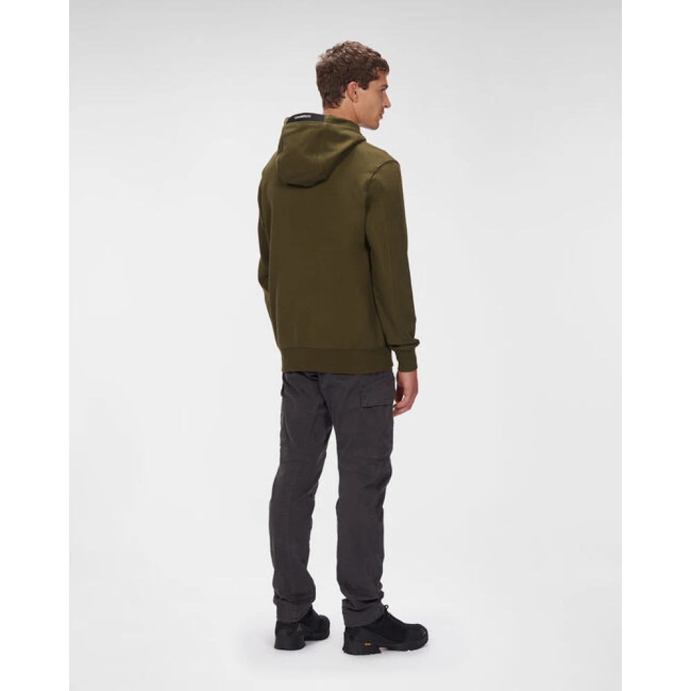 C.P. Company Diagonal Fleece Pullover Hoodie Green Heren