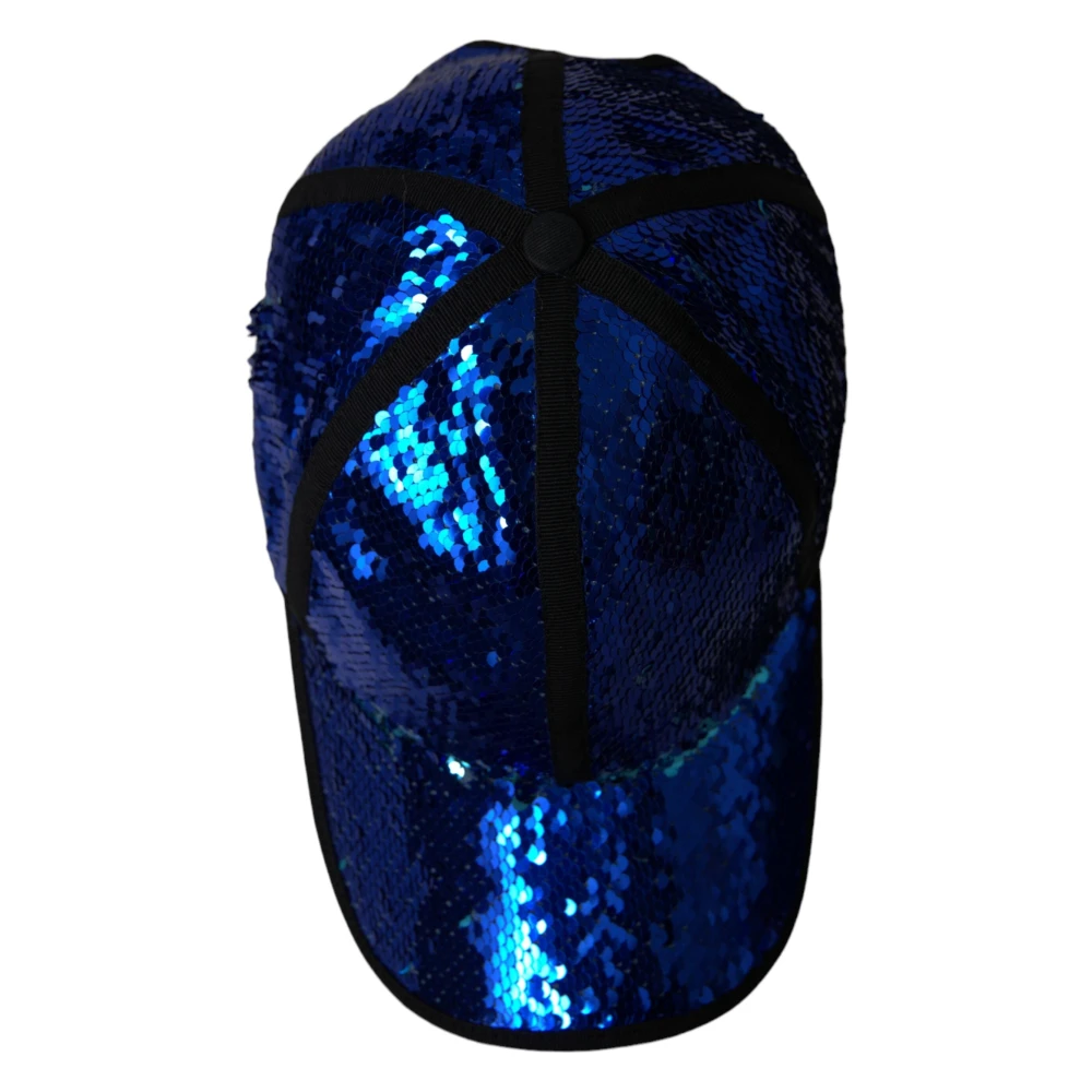 Dolce & Gabbana Blauwe Pailletten Baseballpet Mannen Blue Heren