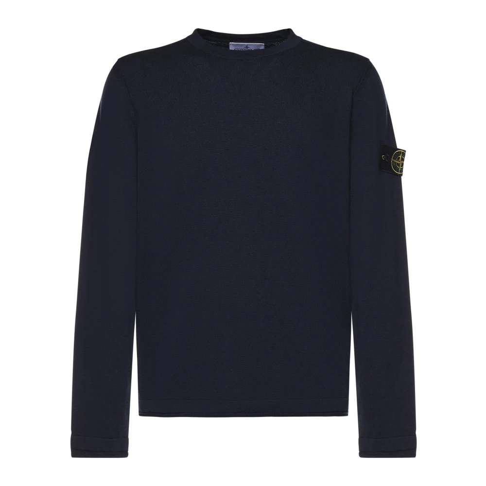 Stone Island Blue Sweatshirts, Male, M, Regular Fit Crew Neck Jumper
