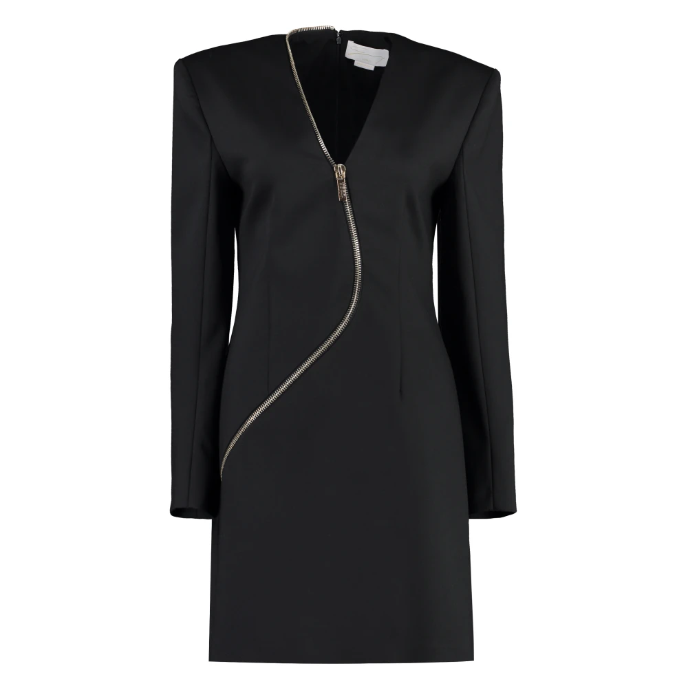 Genny V-hals Wolmix Jurk Black Dames
