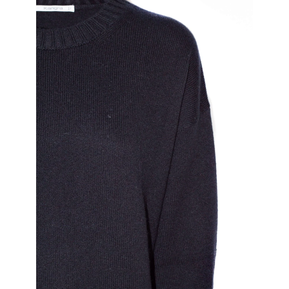 Kangra Zwarte Wol Kasjmier Trui Mouwdetail Black Dames