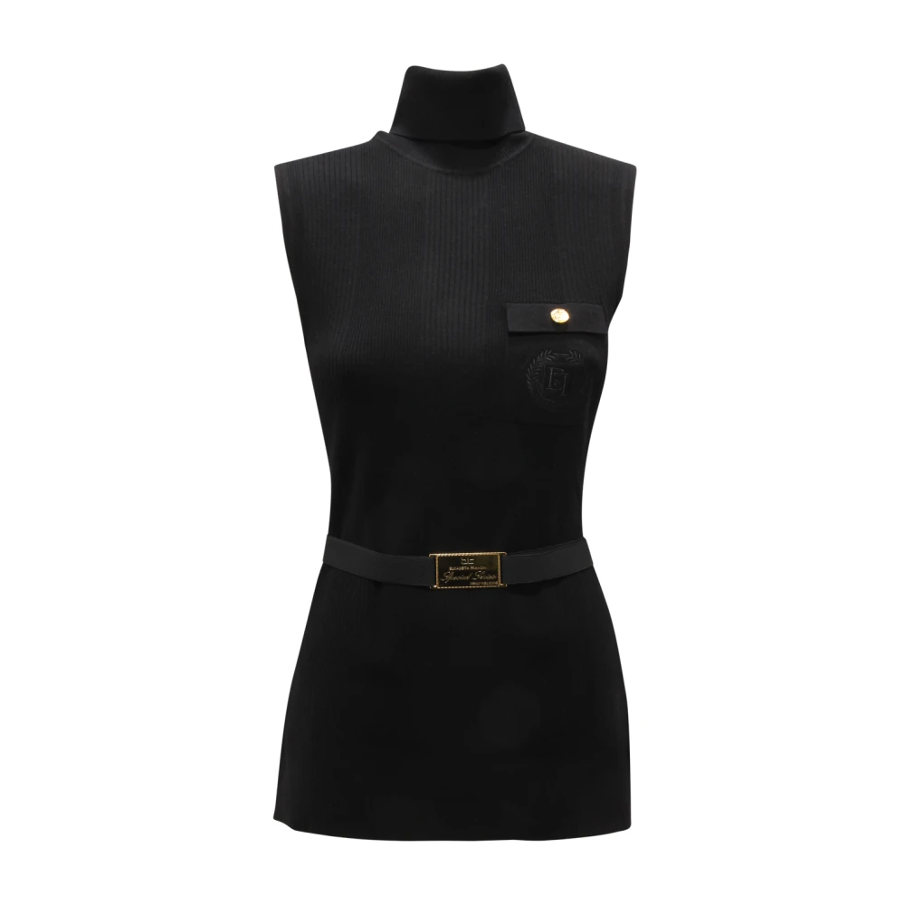 Elisabetta Franchi Black Dolcevita Sicato Wo Jumper - Female - Turtlenecks - 2XL - Knitwear