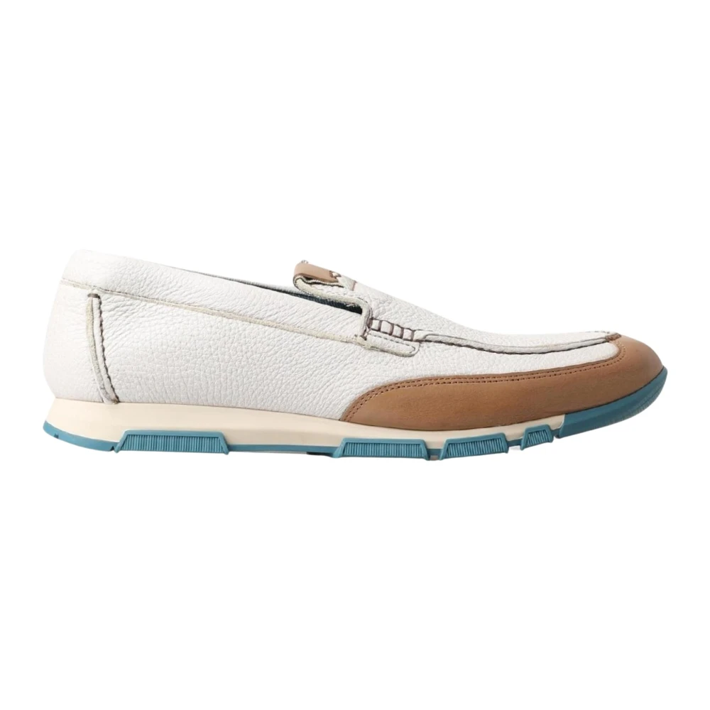 Dolce & Gabbana Men's Multicolor Loafers, 5 Uk, Leather Slipper Loafers White Brown Blue