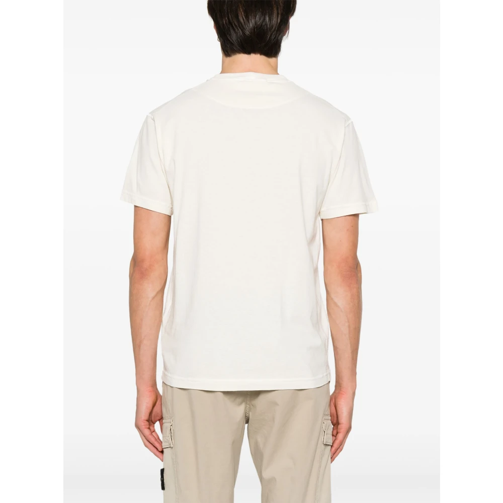 Stone Island Beige T-shirts en Polos met Compass Logo Beige Heren