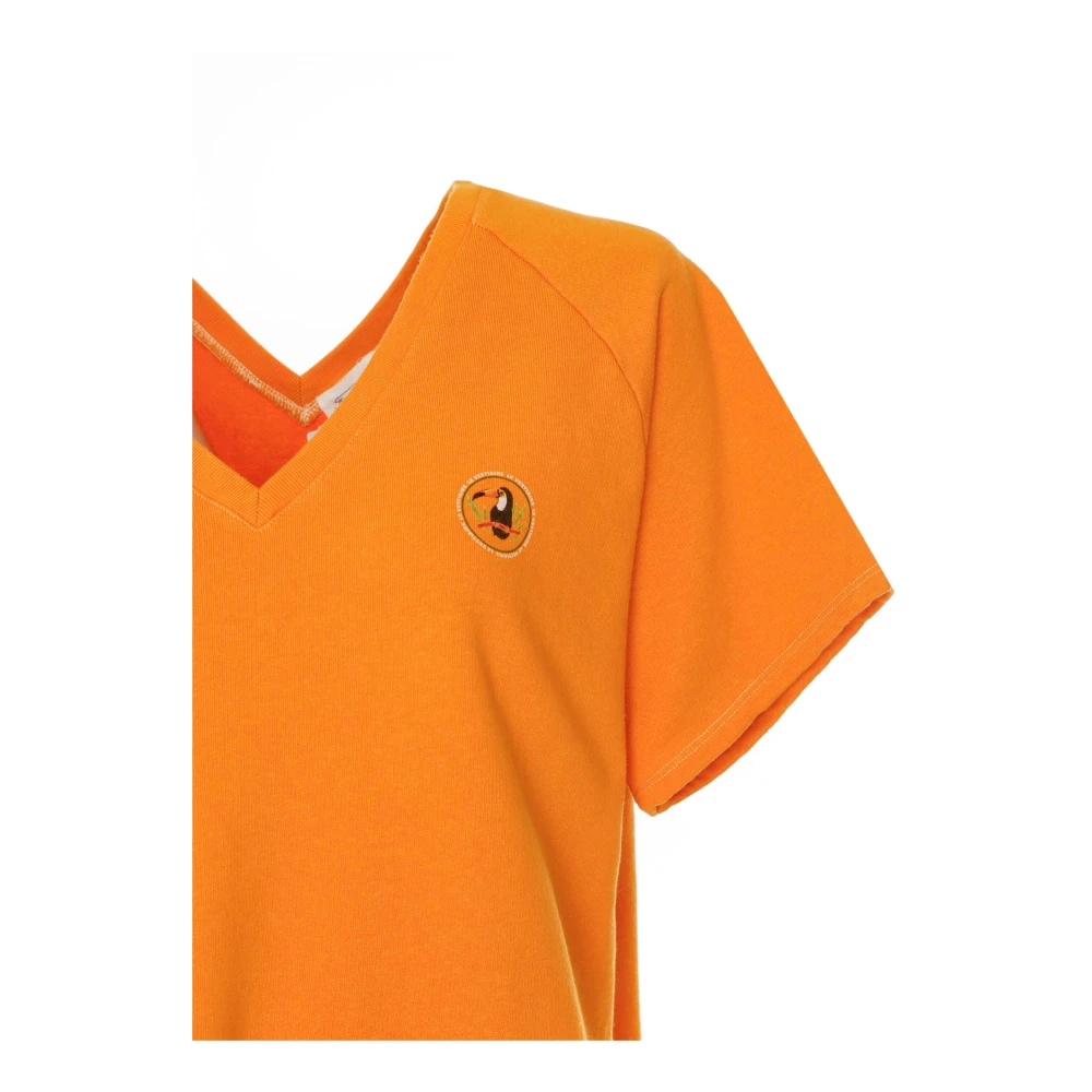 American vintage V-hals T-shirt Jurk Orange Dames