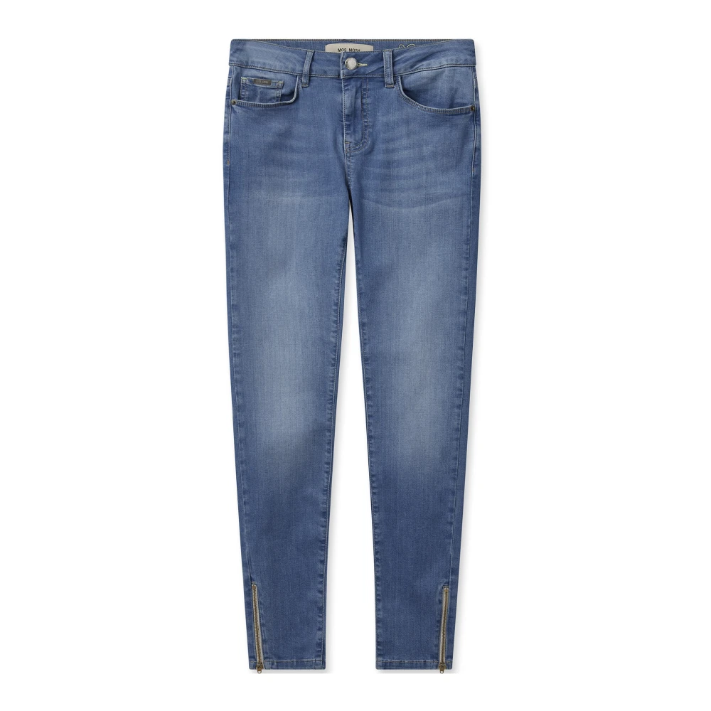 MOS MOSH Blauwe Jeans met Ritsdetails Blue Dames
