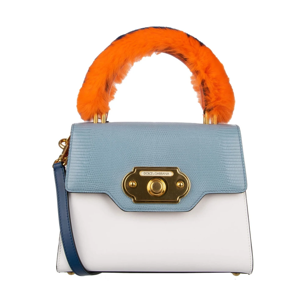 Dolce & Gabbana Iguana Print Leren Handtas met Bont Multicolor Dames