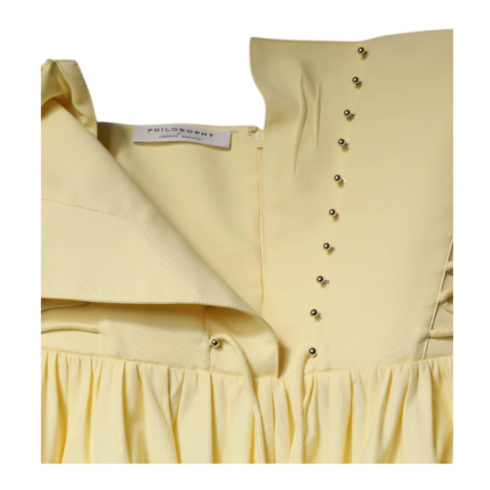 Philosophy di Lorenzo Serafini Gele Kant Korset Midi Jurk Yellow Dames
