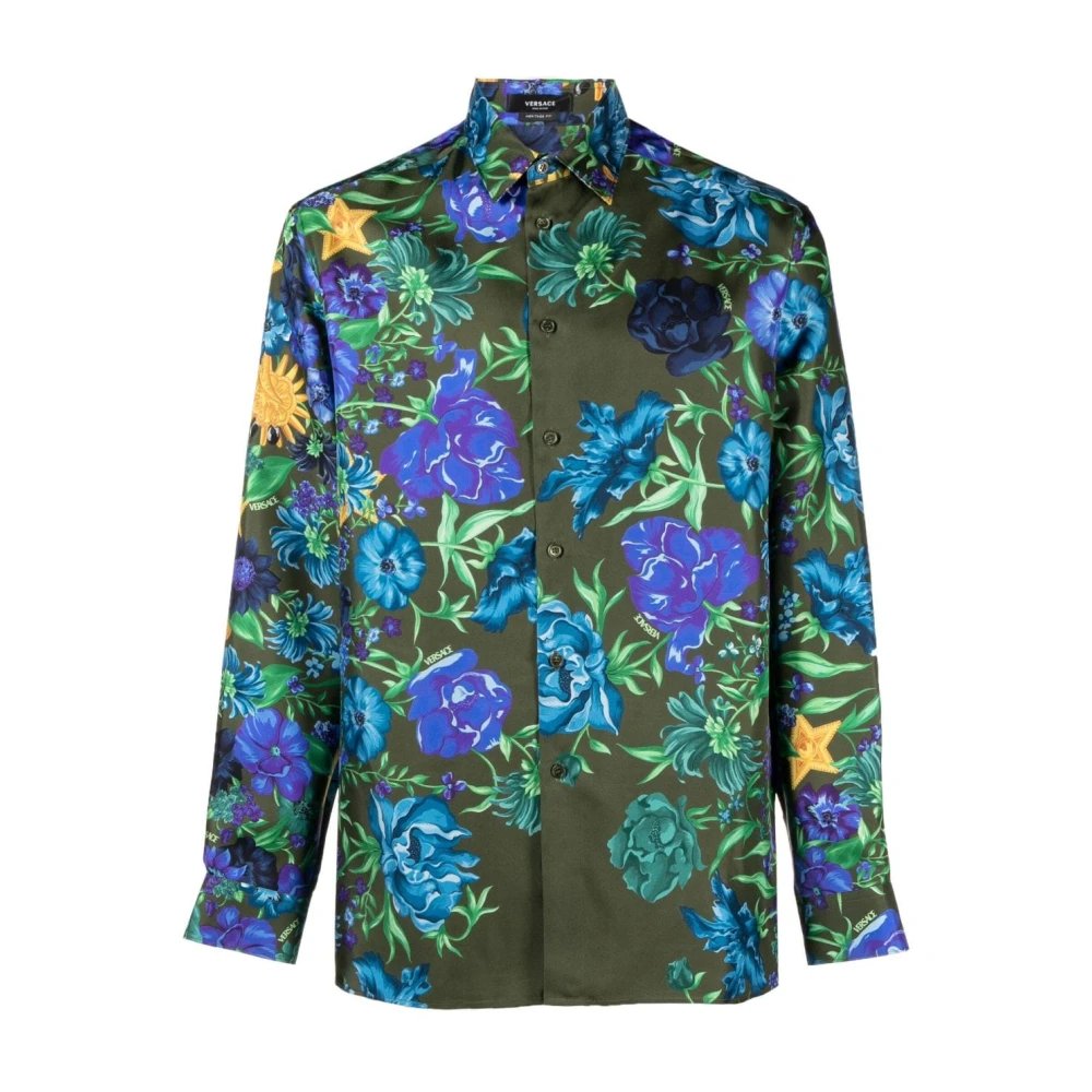 Versace Zijden overhemd met bloemenprint Multicolor Heren