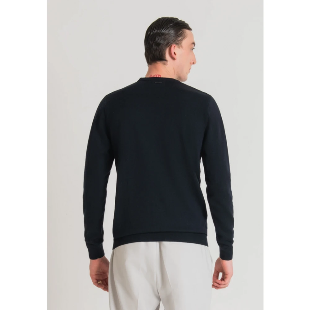 Antony Morato Regular Fit Wol en Katoen Trui Blue Heren