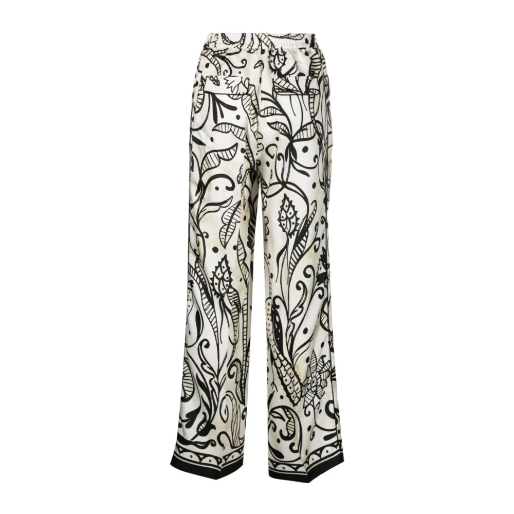 F.r.s For Restless Sleepers Zijden Palazzo Broek met Bloemenprint White Dames
