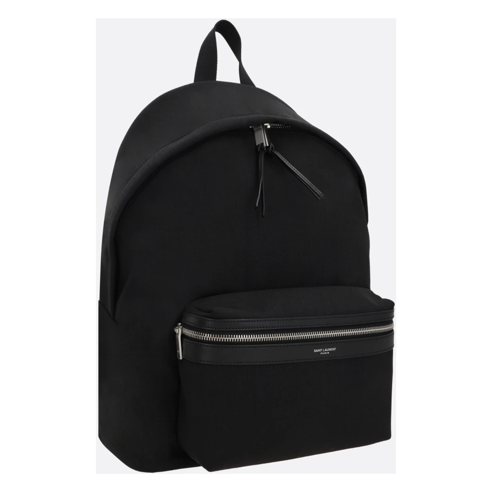 Saint Laurent Zwarte Rugzak met Dubbele Ritssluiting Black Heren