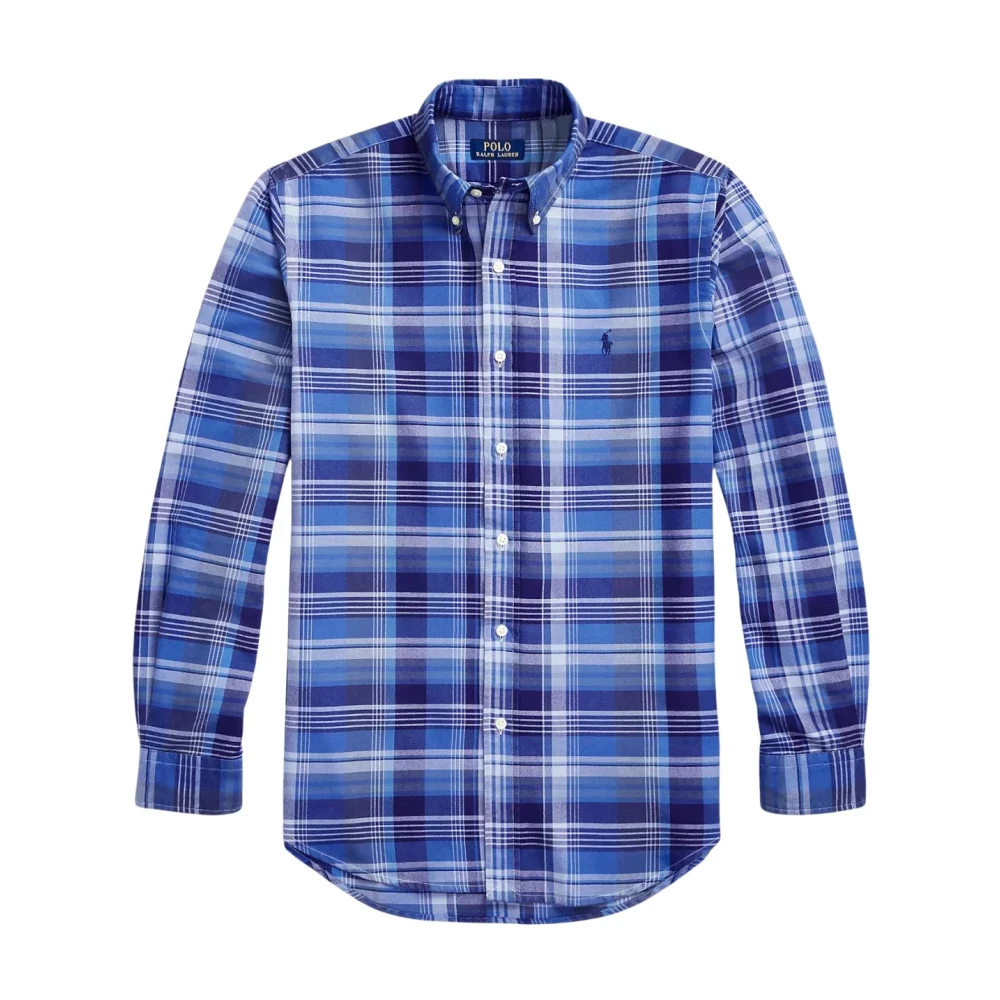 Ralph Lauren Blauw Geruit Slim Fit Overhemd Blue Heren