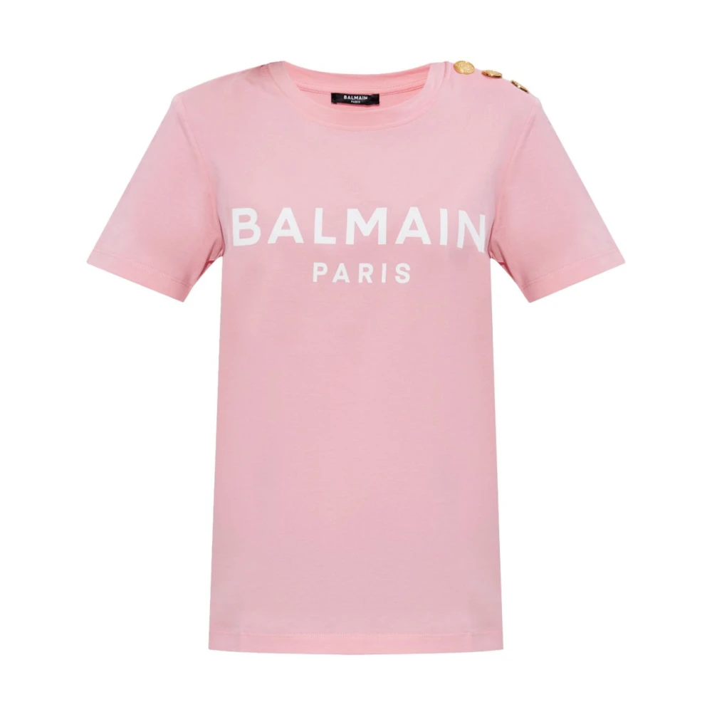 Balmain Korte Mouw Basic Roze T-Shirt Pink Dames