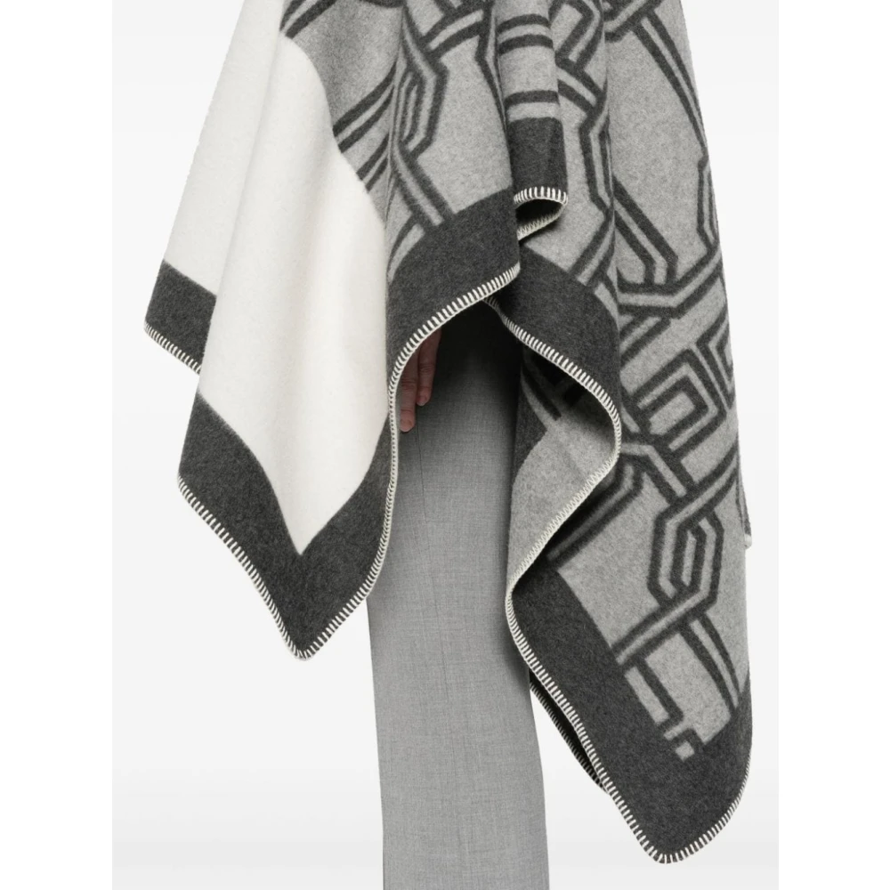 Elisabetta Franchi Stijlvolle Wolblend Kleurblok Jas Gray Dames