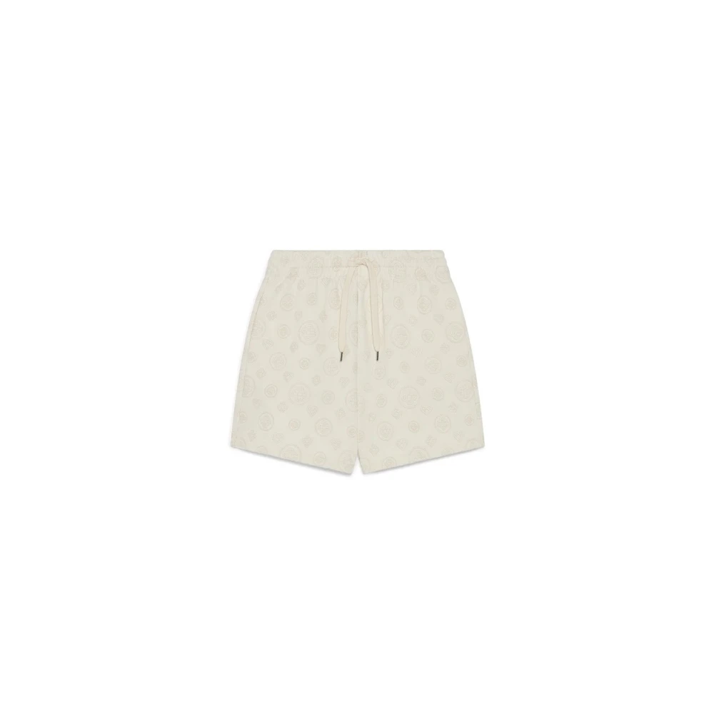 Casablanca Men's White Casual Shorts, L, Applique Monogram Sweatshort