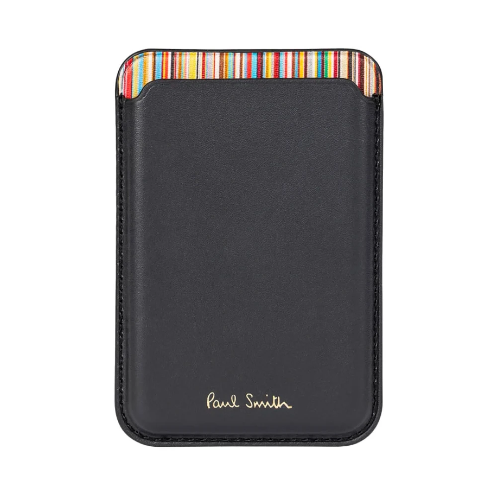 PS By Paul Smith iPhone 15 Pro Magsafe Leren Creditcard Hoesje Black Unisex