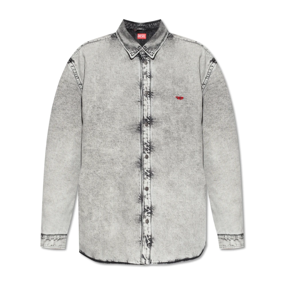 Diesel Mannelijk Grijs Overhemden Heren, S, Denim, Insulated Denim Shirt