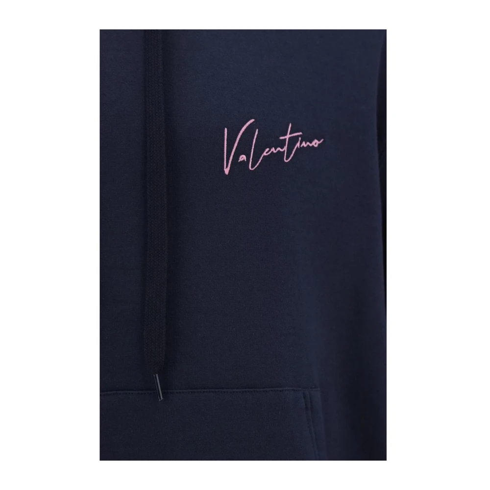 Valentino Katoenen Hoodie met Koord en Zak Blue Heren