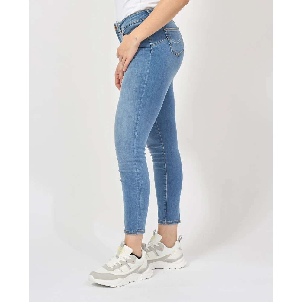Fracomina Blauwe Slim Fit Jeans met knoopsluiting Blue Dames