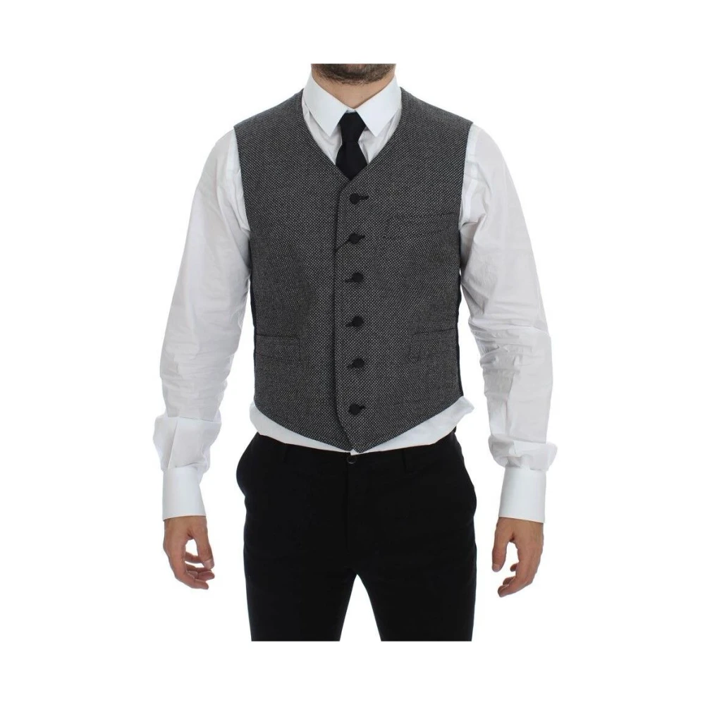 Dolce & Gabbana Men's Gray Classic Fit Dress Vest - Waistcoats - M - Suits