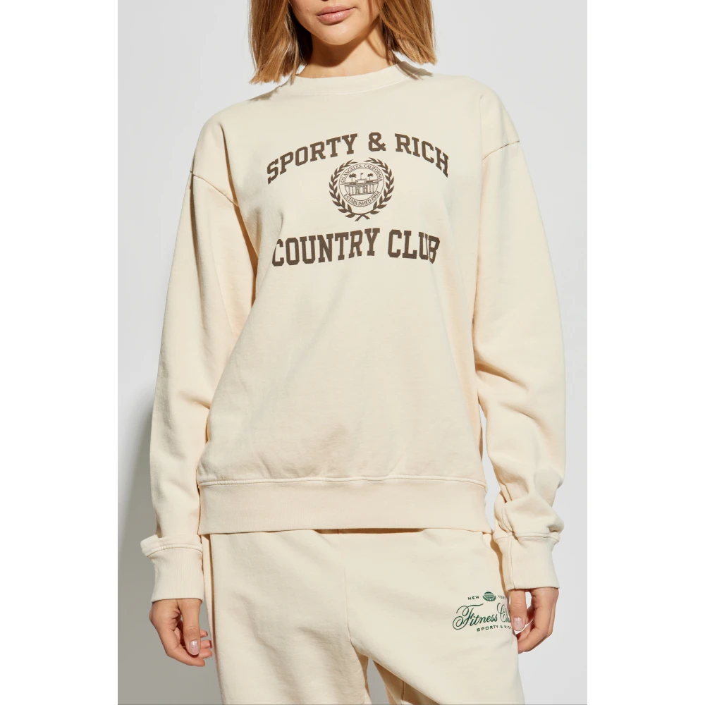 Sporty & Rich Sweatshirt uit de Ivy League-collectie Beige Unisex