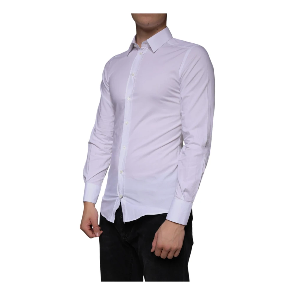 Dolce & Gabbana Witte Slim Fit Stretch Overhemd White Heren