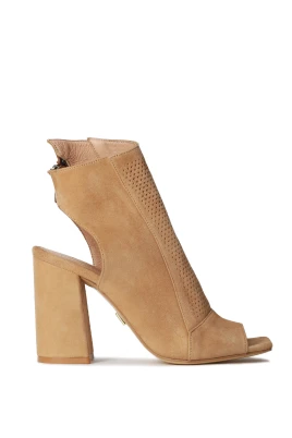 Damers ljusbruna peep toe-stövlar