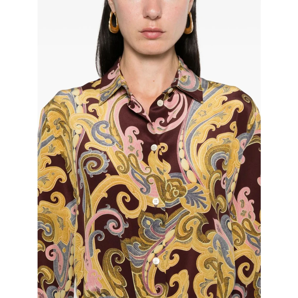 ETRO Grafische Print Zijden Overhemd Multicolor Dames