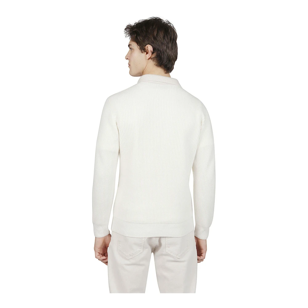 Eleventy Kasjmier Lange Mouw Polo Trui White Heren