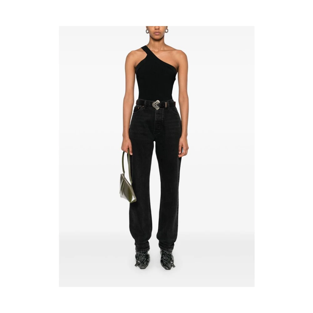 IRO Zwarte Asymmetrische One-Shoulder Top Black Dames