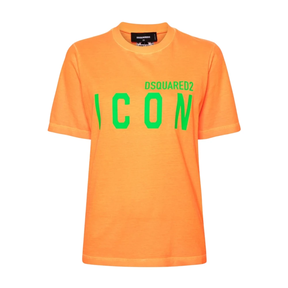 Dsquared2 Fluorescent Orange Logo T-shirts en Polos Orange Dames